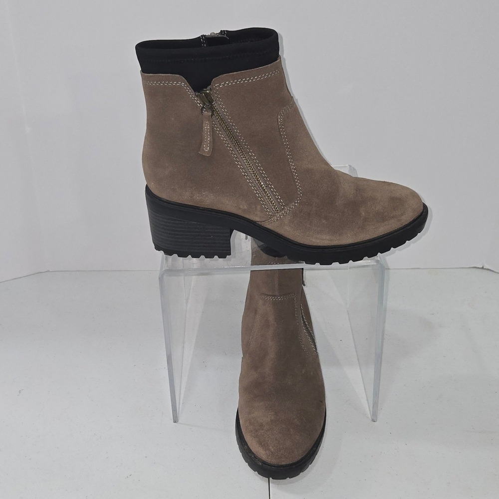 Salvia Demi Loggia Waterproof Cow Suede Leather Ankle Boots Brown Womens Size 39